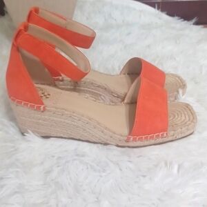 Vince Camuto Jesla Candy Coral Lux Kid suede Espadrille Size 9.5W NIB